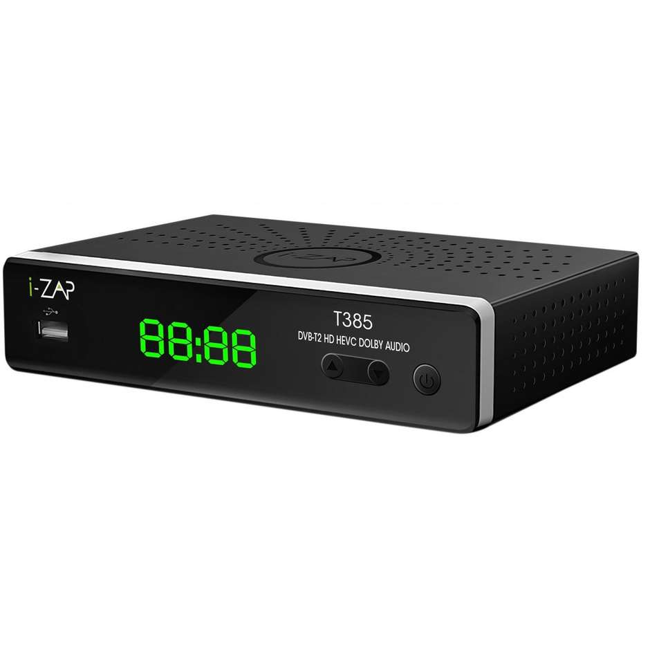 i-ZAP T385 Decoder digitale terrestre HD DVB-T2 HEVC USB colore nero