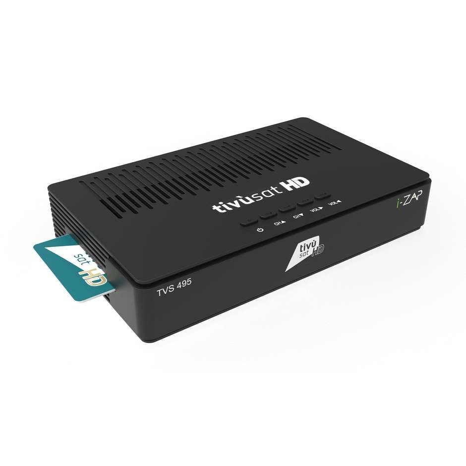 i-ZAP TVS 495 Decoder Satellite HD DVB-S2 HEVC 10bit tivùsat Nero