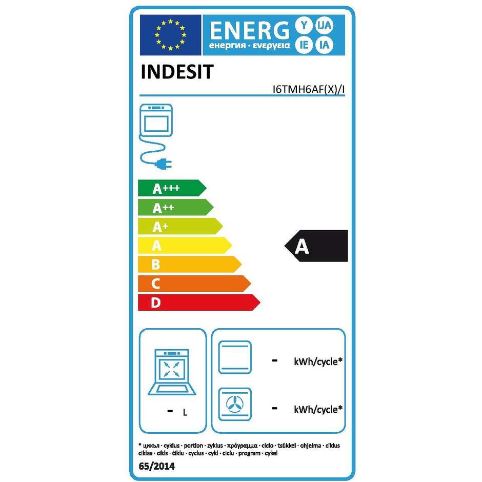 I6TMH6AF(X)/I Indesit cucina 60x60 4 fuochi a gas forno elettrico 58 litri classe A colore inox