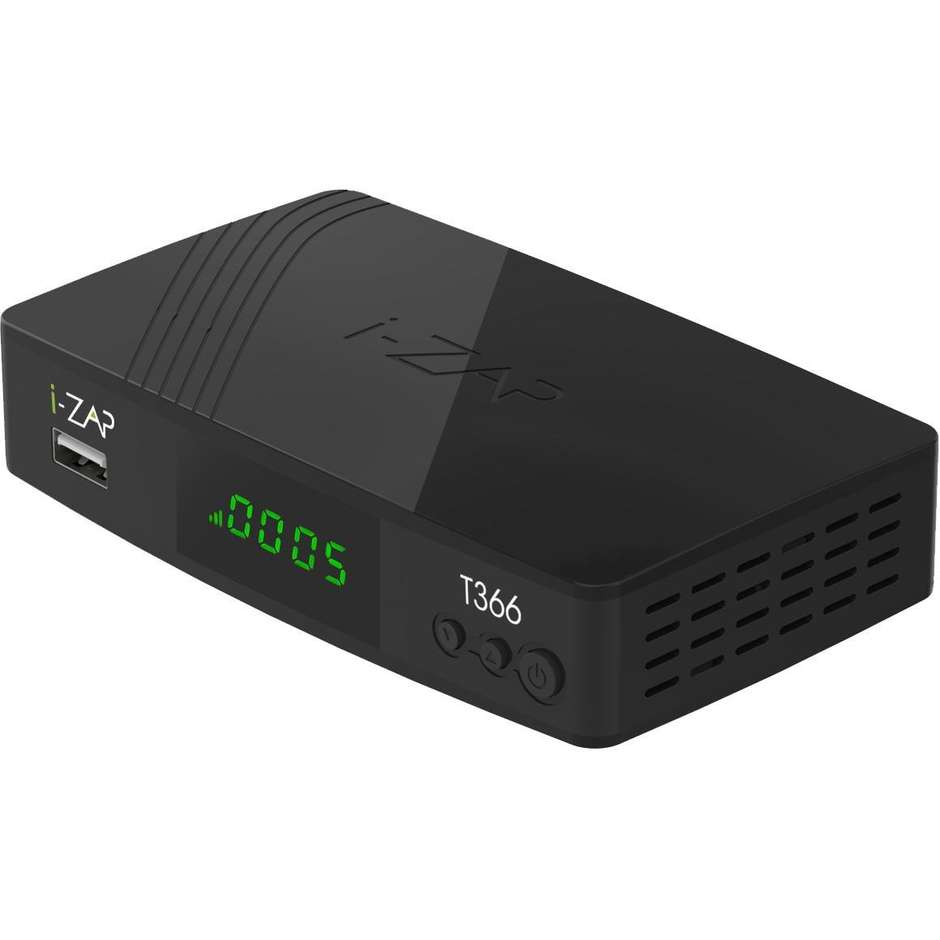 ICAN-ADB IZAPT366 Decoder Digitale Terrestre DVB-T2 HEVC Main 10 ad Alta Definizione Colore Black