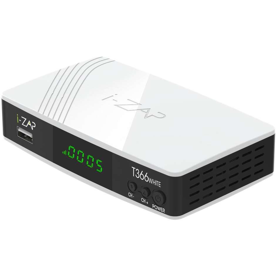 Ican-ADB IZAPT366WH Decoder digitale Terrestre HD DVB-T HDMI USB Colore Bianco