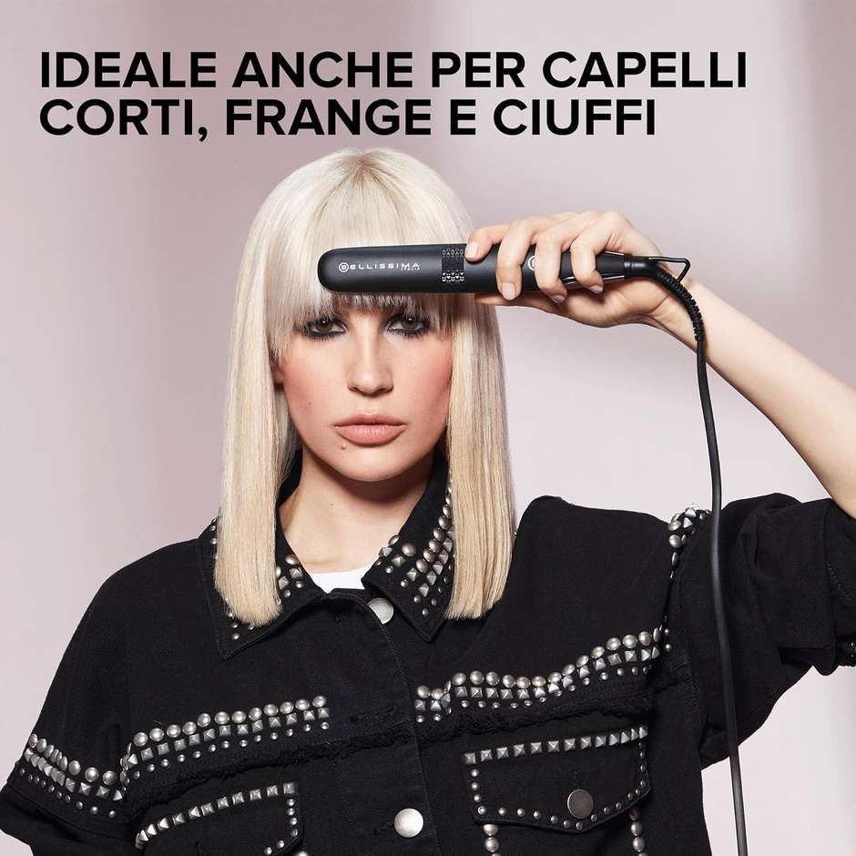 Imetec 11877 B-Mini Piastra Mini da Borsa e da Viaggio per Capelli corti Temperatura 200°C  Colore Nero, Rosa