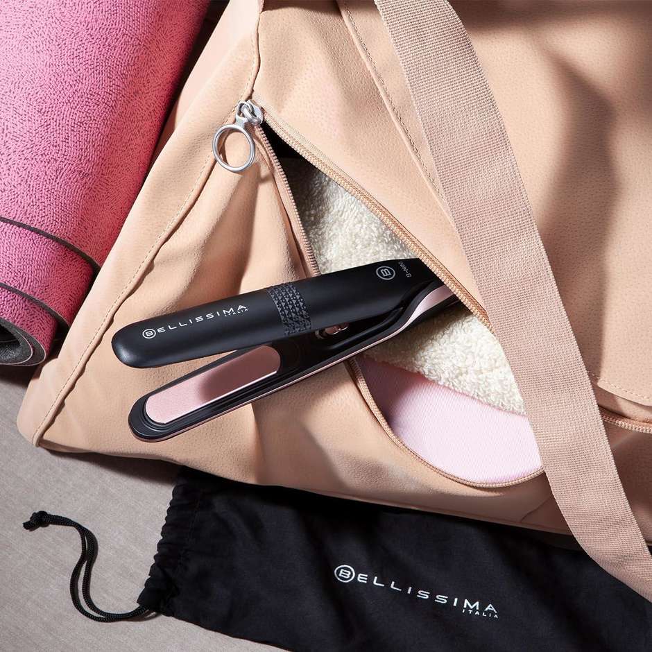 Imetec 11877 B-Mini Piastra Mini da Borsa e da Viaggio per Capelli corti Temperatura 200°C  Colore Nero, Rosa