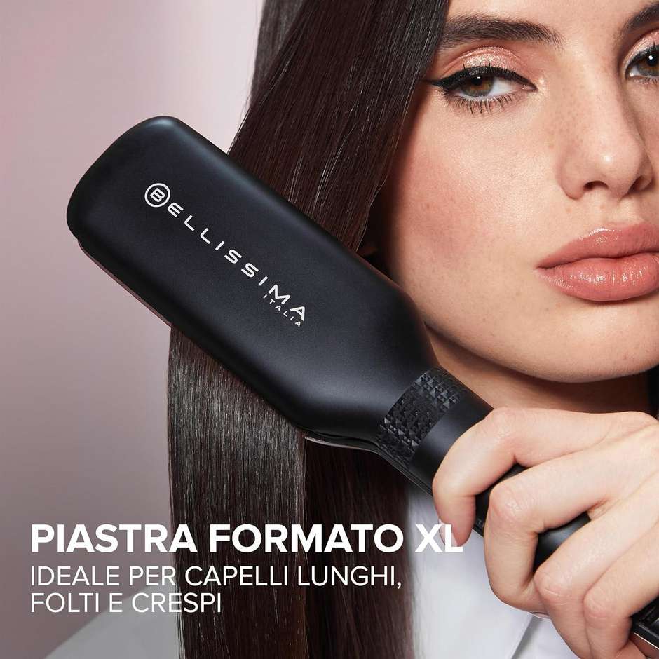 Imetec 11878 Piastra per capelli piastre larghe 5 Temperature da 150 a 230°C Colore Nero, Rosa