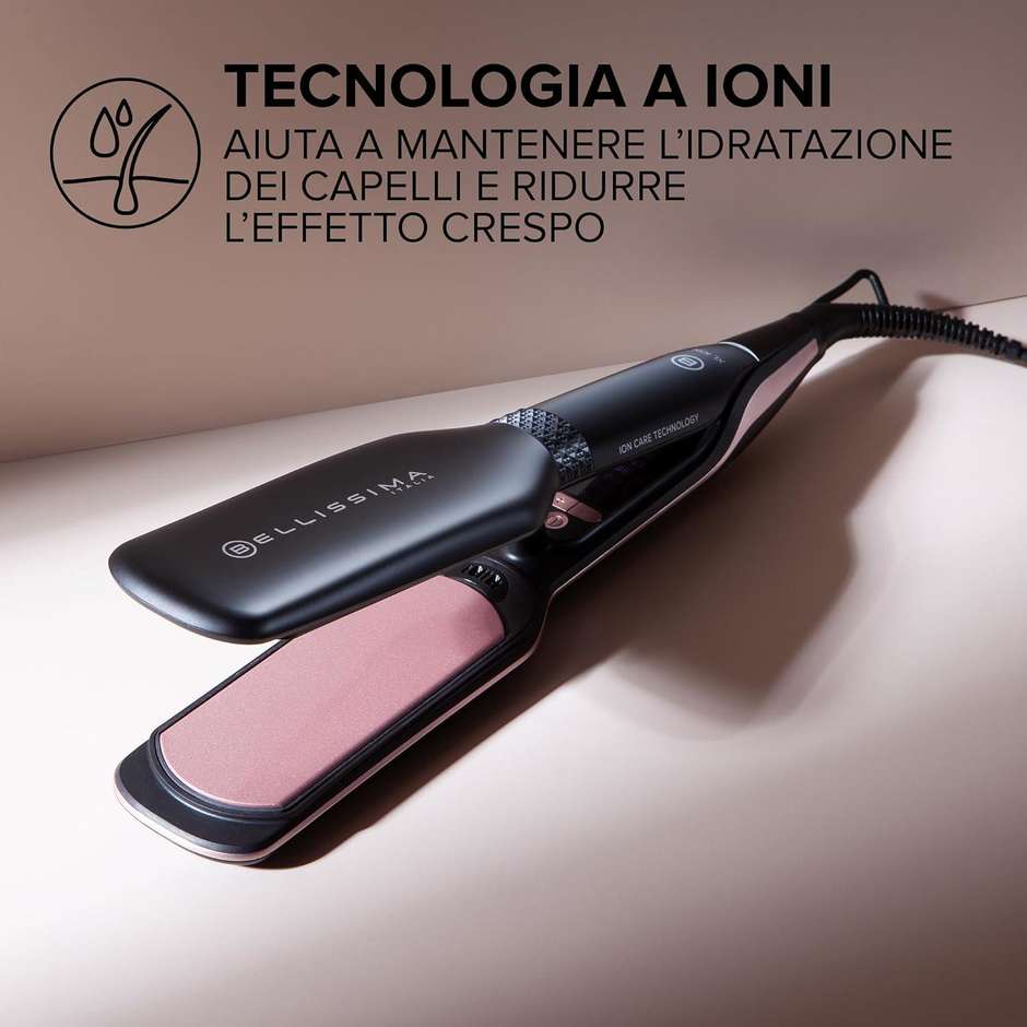 Imetec 11878 Piastra per capelli piastre larghe 5 Temperature da 150 a 230°C Colore Nero, Rosa