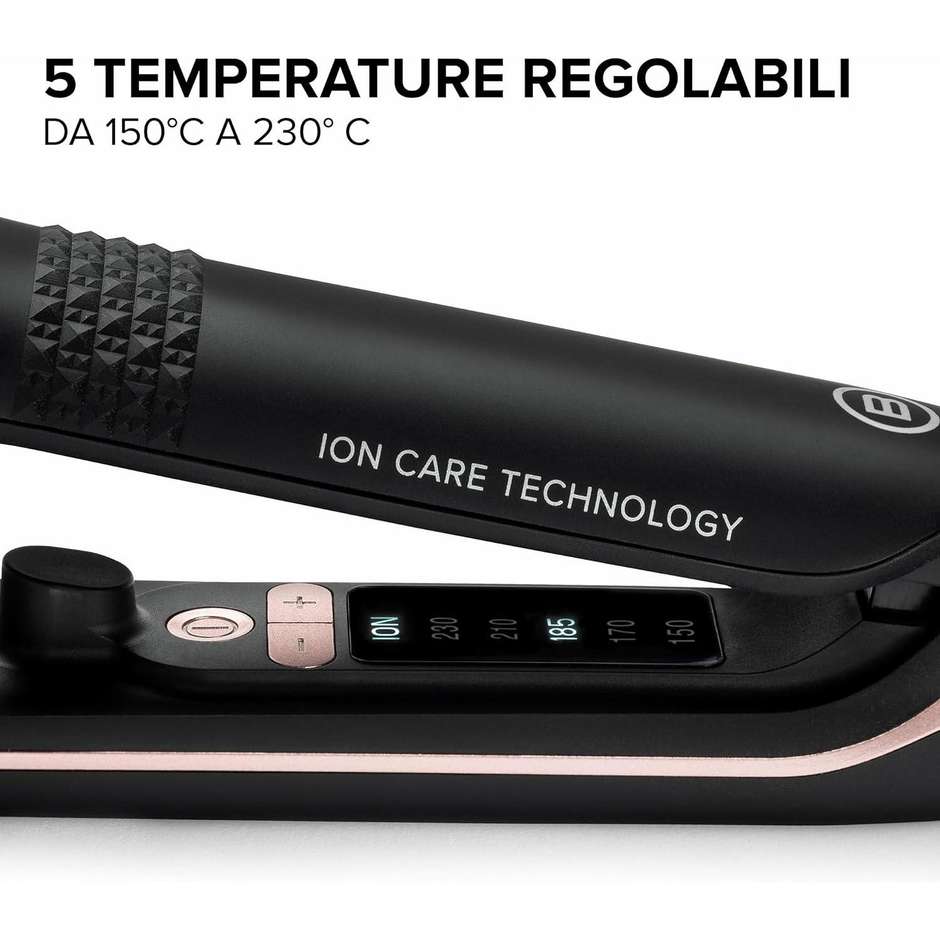 Imetec 11878 Piastra per capelli piastre larghe 5 Temperature da 150 a 230°C Colore Nero, Rosa