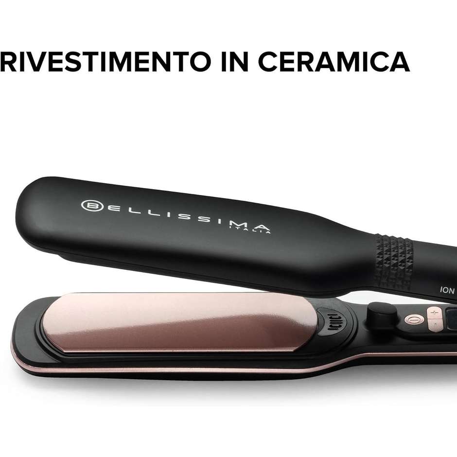 Imetec 11878 Piastra per capelli piastre larghe 5 Temperature da 150 a 230°C Colore Nero, Rosa