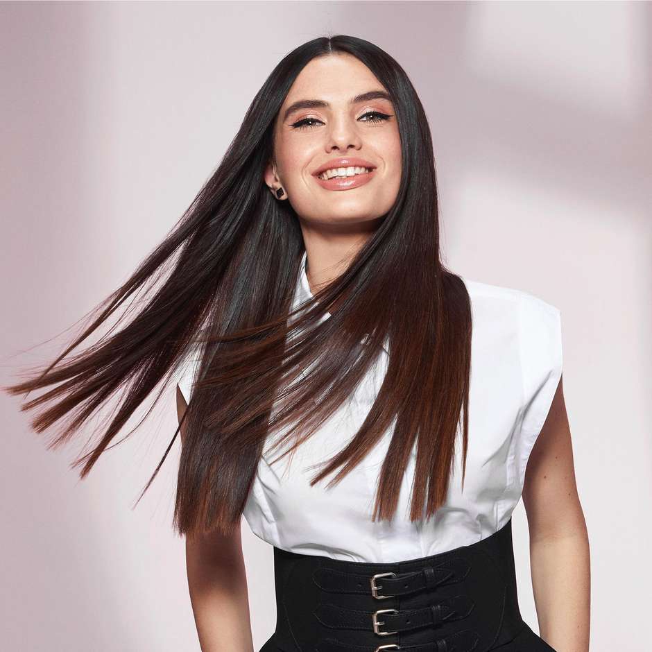 Imetec 11878 Piastra per capelli piastre larghe 5 Temperature da 150 a 230°C Colore Nero, Rosa