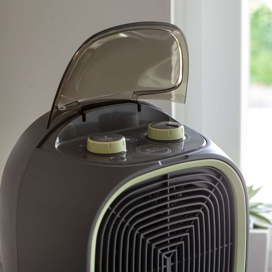 Imetec 4030 Termoventilatore Elettrico 2100 W Silent Power Eco, 4 Livelli, Termostato Regolabile, Verde/Grigio