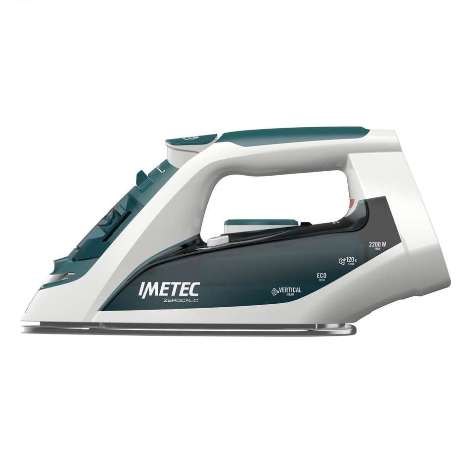 Imetec 9006 ZeroCalc Z1 2500 Ferro da Stiro a Vapore 2200W Piastra Inox 120g Bianco/Verde