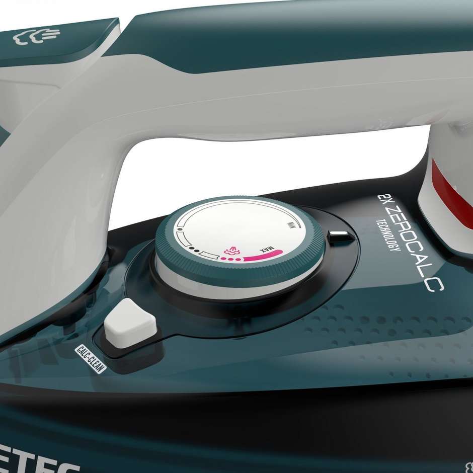 Imetec 9006 ZeroCalc Z1 2500 Ferro da Stiro a Vapore 2200W Piastra Inox 120g Bianco/Verde