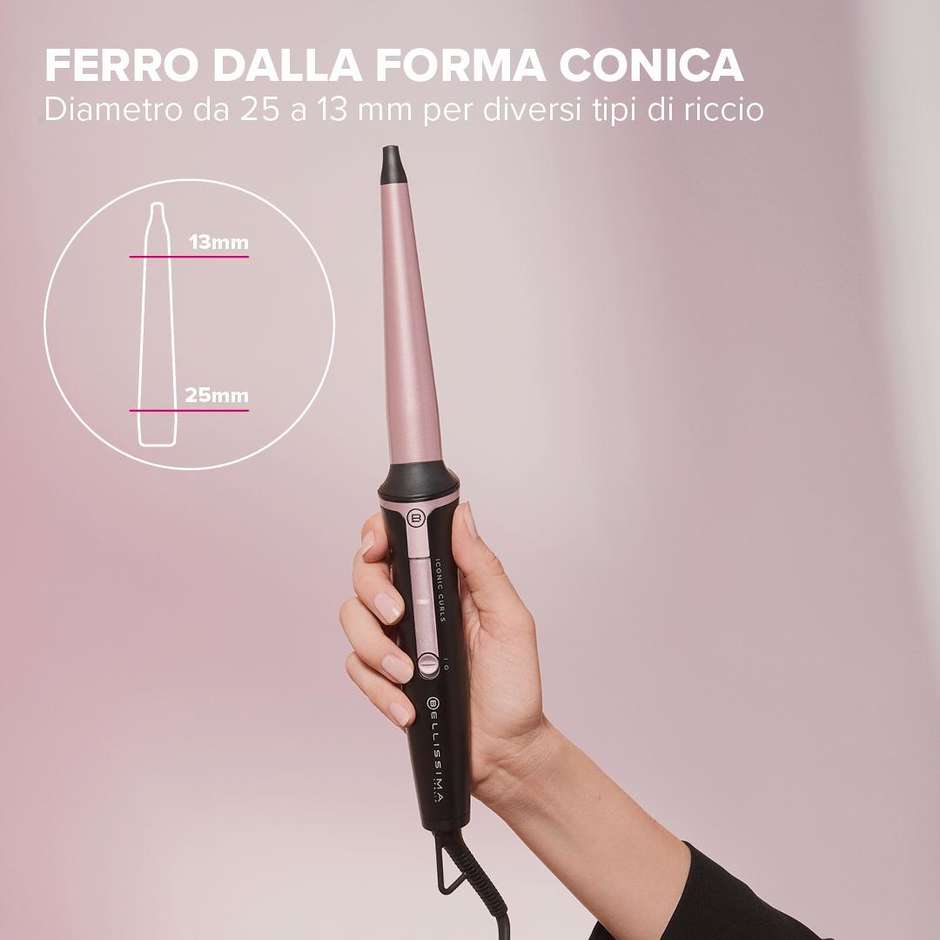 Imetec Bellissima 11949 Ferro Arricciacapelli Conico 13-25 mm Ceramica e Titanio 40 W Nero e Oro
