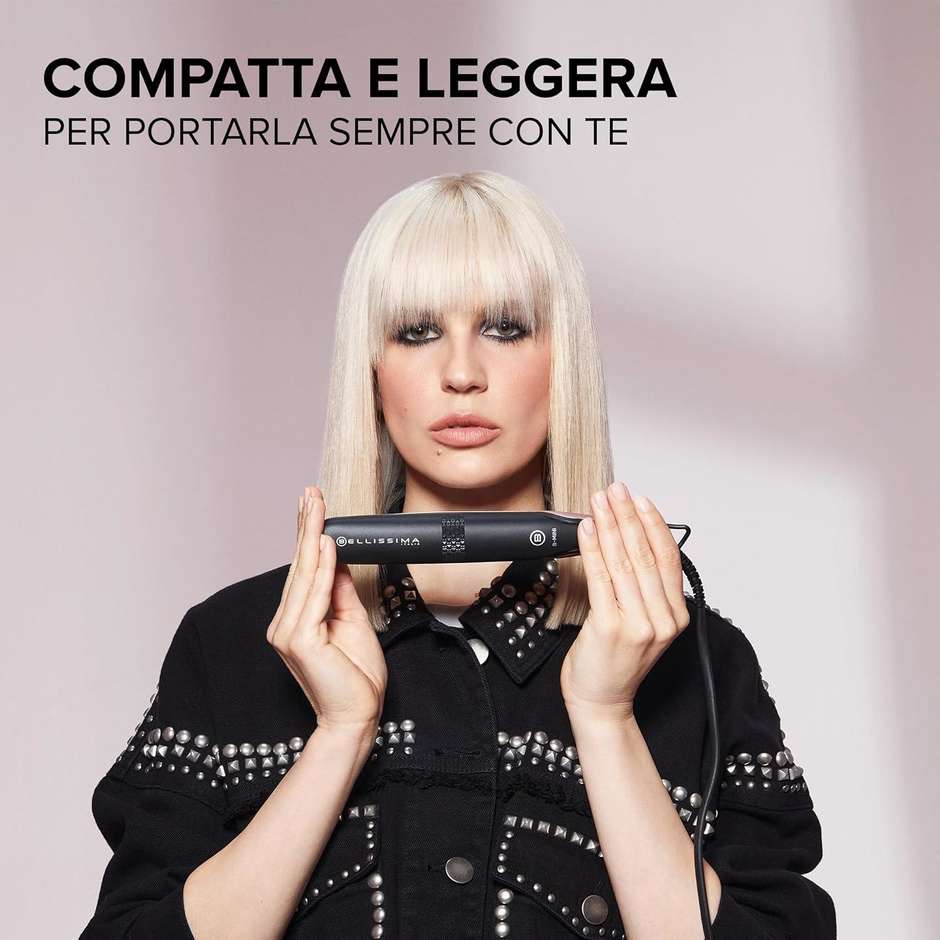 Imetec Bellissima B-Mini 11877 Piastra da Borsetta e da Viaggio 200 °C Piattini Ceramici Nero e Rosa
