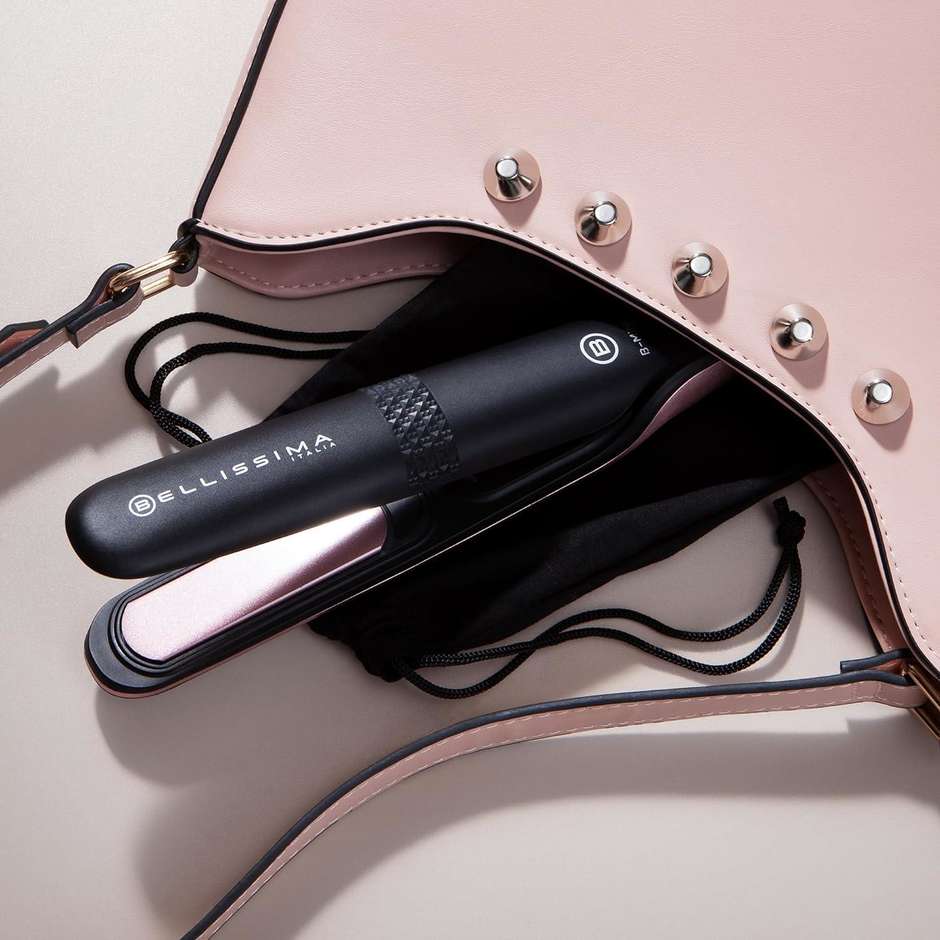 Imetec Bellissima B-Mini 11877 Piastra per Capelli Compatta da Borsa e da Viaggio Nero e Rosa