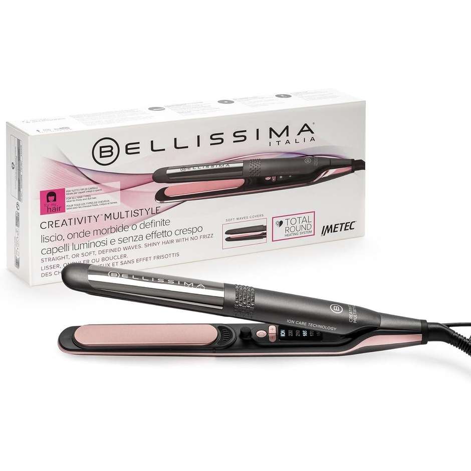 Imetec Bellissima Creativity Multistyle 11876 Piastra Lisciante e Arricciacapelli Nero e Rosa
