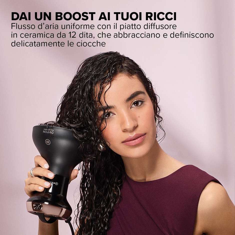 Imetec Bellissima Diffon Supreme Ion Ceramic XL Diffusore ad Aria Calda per Ricci 770 W Nero e Oro