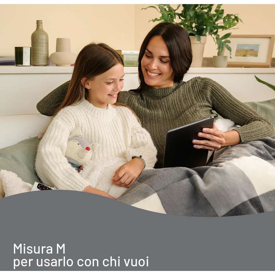 Imetec CaldoPlaid 26031 Plaid Riscaldabile Singolo 160x120 cm con Tecnologia Adapto Velluto