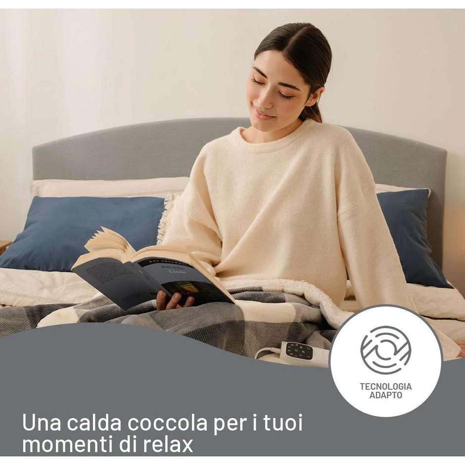 Imetec CaldoPlaid Tartan Grey 26031, coperta elettrica 160 × 120 cm