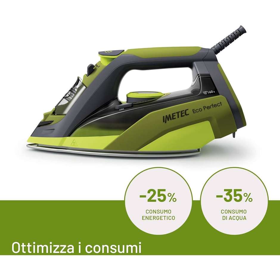 Imetec Eco Perfect 9017 Ferro da Stiro a Vapore 2400 W Colpo 160 g/min Pro Ceramic Verde