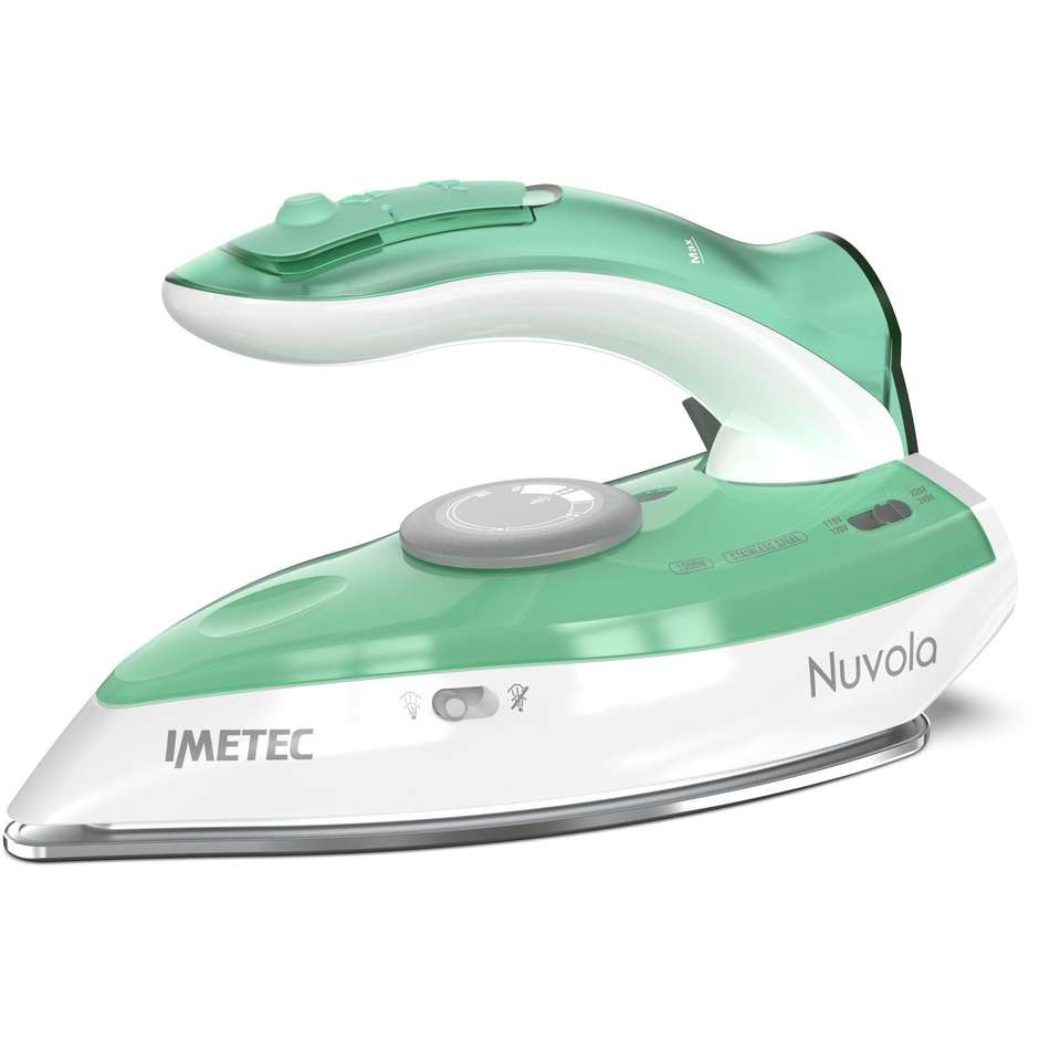 Imetec Ferro da stiro Dry & Steam Piastra in acciaio inox 1000 W Colore Acqua, Bianco