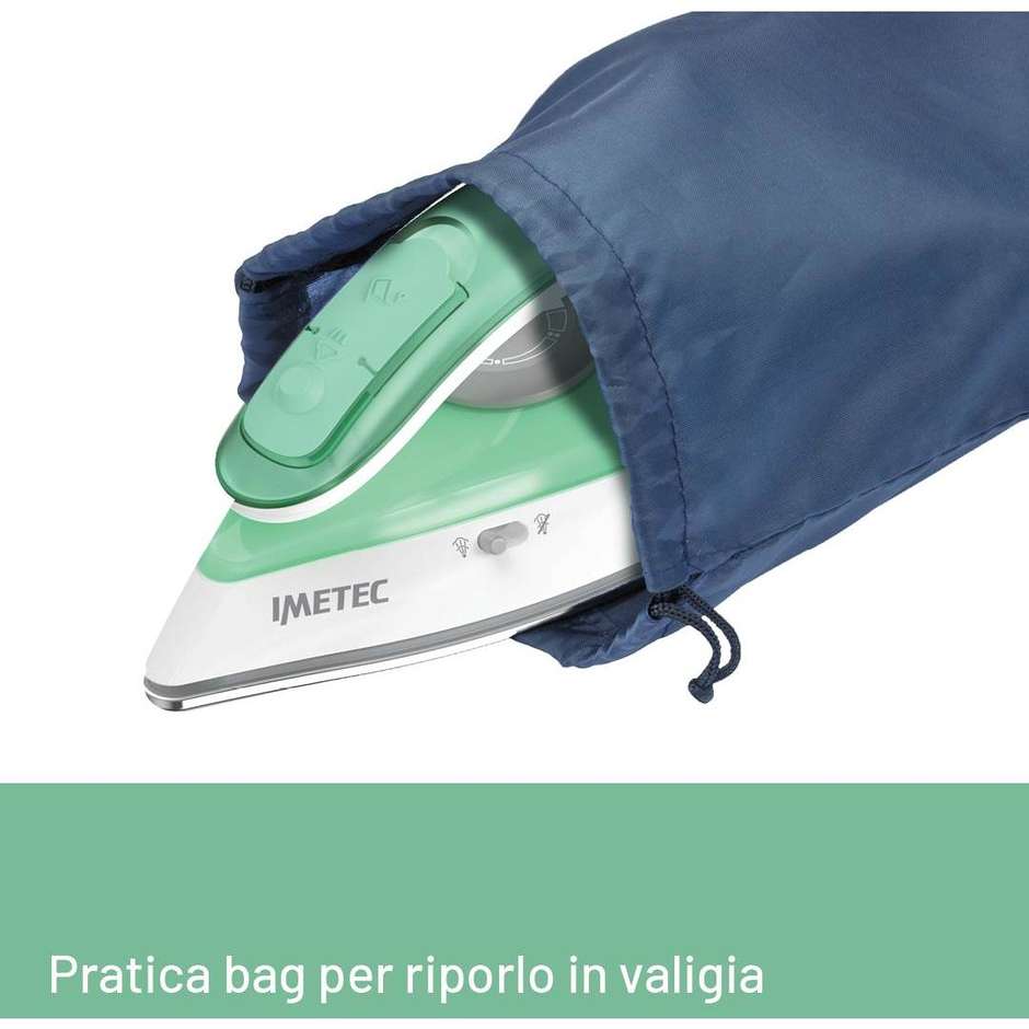 Imetec Ferro da stiro Dry & Steam Piastra in acciaio inox 1000 W Colore Acqua, Bianco