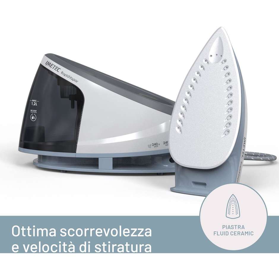 Imetec Rapidvapor Ferro da Stiro Generatore di Vapore Potenza 2400 W Colore Blu, Grigio