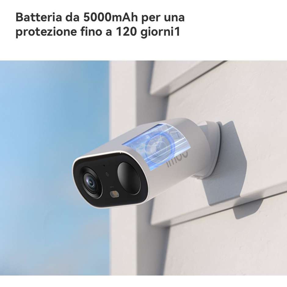 Imou Cell GO Full Color Telecamera Wi-Fi Esterno Batteria 2K 3MP IP65 Bianco
