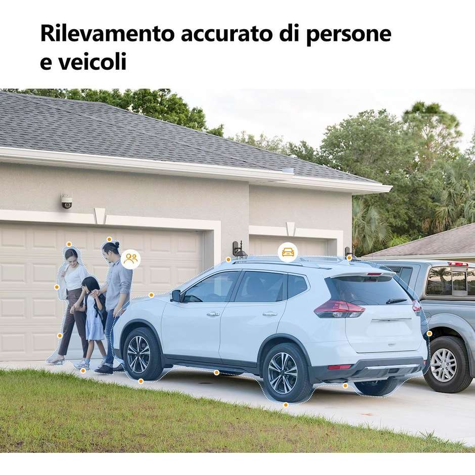 Imou Cruiser 2C 2K Telecamera Wi-Fi Esterno Motorizzata 360°  Visione Notturna a Colori Rilevamento Umano con Faretto e Sirena Colore Bianco