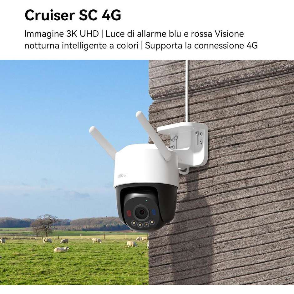 Imou Cruiser SC 4G 2K Telecamera IP Esterno 4G 3MP 360° Visione Notturna Colori Bianco