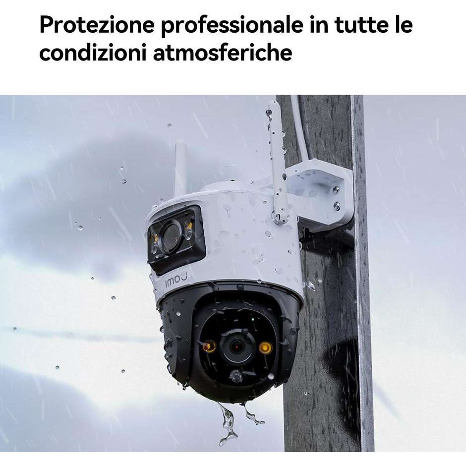 Imou Crusier DUAL 6MP (3MP+3MP) Telecamera Wi-Fi Esterno Doppio Obiettivo, 360°PTZ Videocamera Sorveglianza Esterno con Visione Notturna a Colore Binco