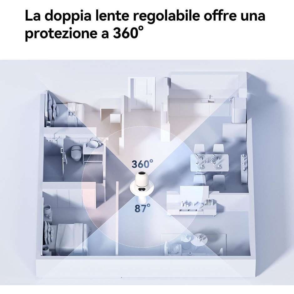 Imou Ranger DUAL 6MP Telecamera Interno con Doppia Lente 360° Telecamera da Interno Colore Bianco