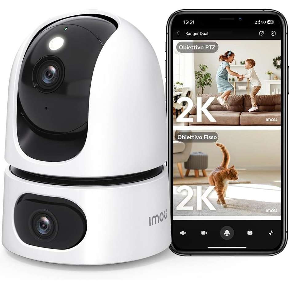 Imou Ranger Dual 6MP Telecamera IP Interna Doppia Lente 3+3MP Wi-Fi 360° Bianco