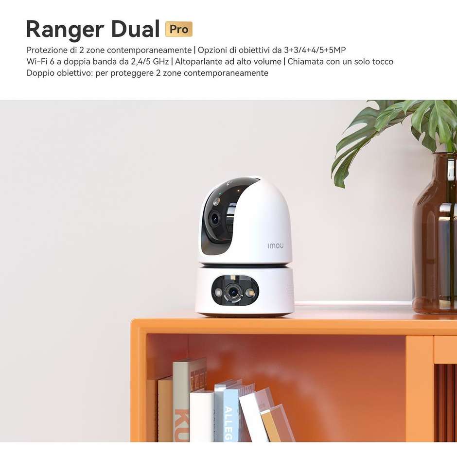 Imou Ranger Dual Pro 6MP Telecamera da Interno Motorizzata Doppia Ottica Bianca