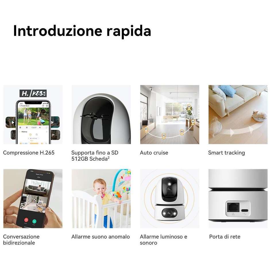 Imou Ranger Dual Pro 6MP Telecamera da Interno Motorizzata Doppia Ottica Bianca