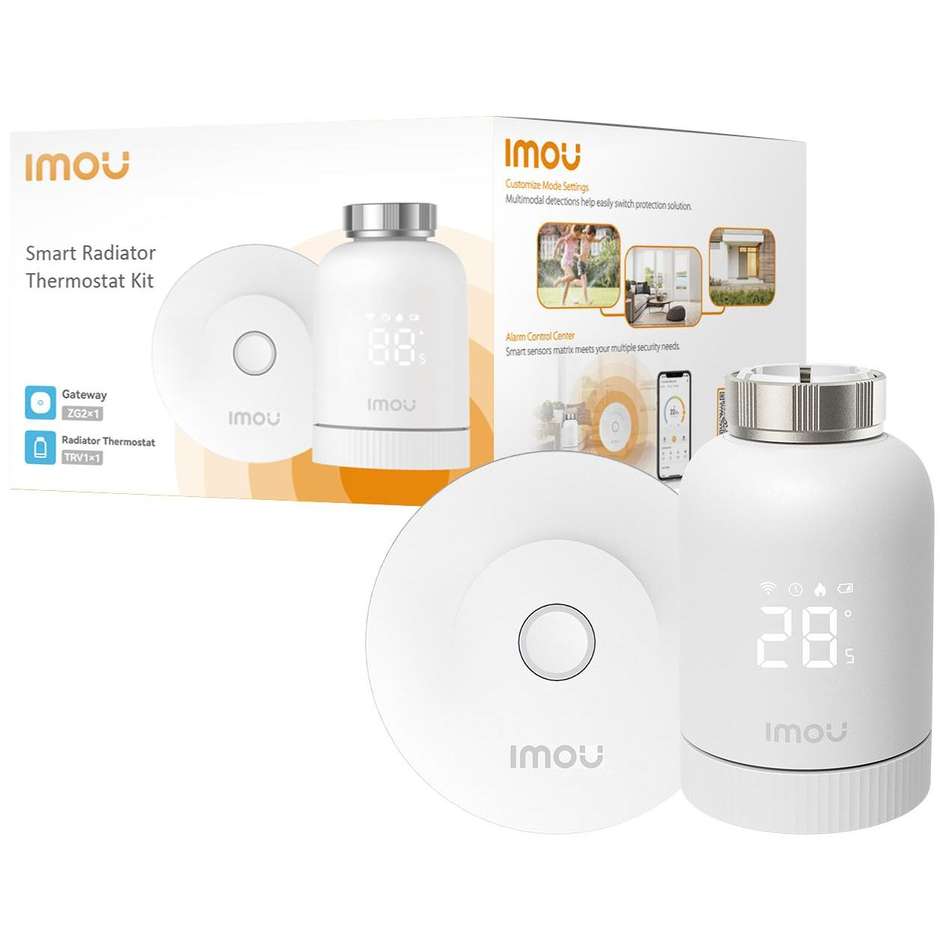 Imou TRV1 Kit Termostato Smart ZigBee con Hub, Alexa/Google, Bianco