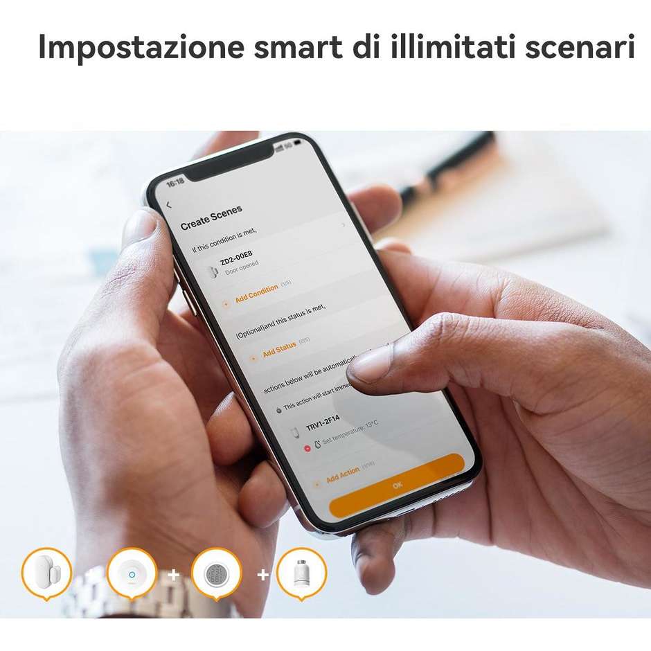 Imou TRV1 Kit Termostato Smart ZigBee con Hub, Alexa/Google, Bianco