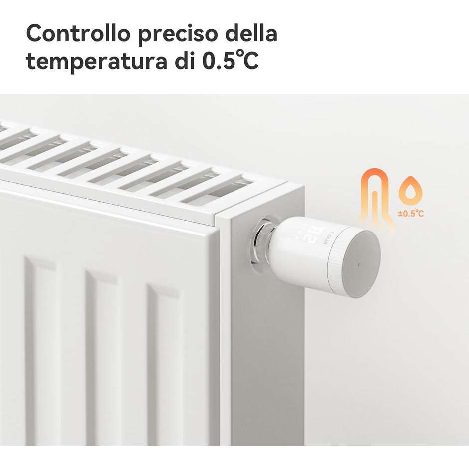 Imou TRV1 Kit Termostato Smart ZigBee con Hub, Alexa/Google, Bianco