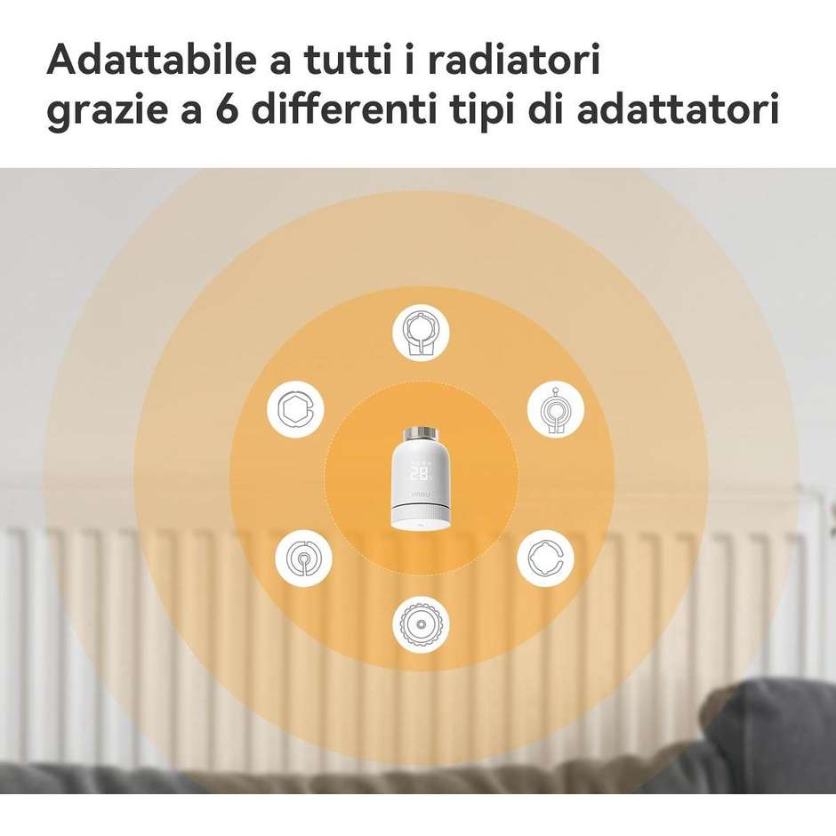 Imou TRV1 Kit Termostato Smart ZigBee con Hub, Alexa/Google, Bianco