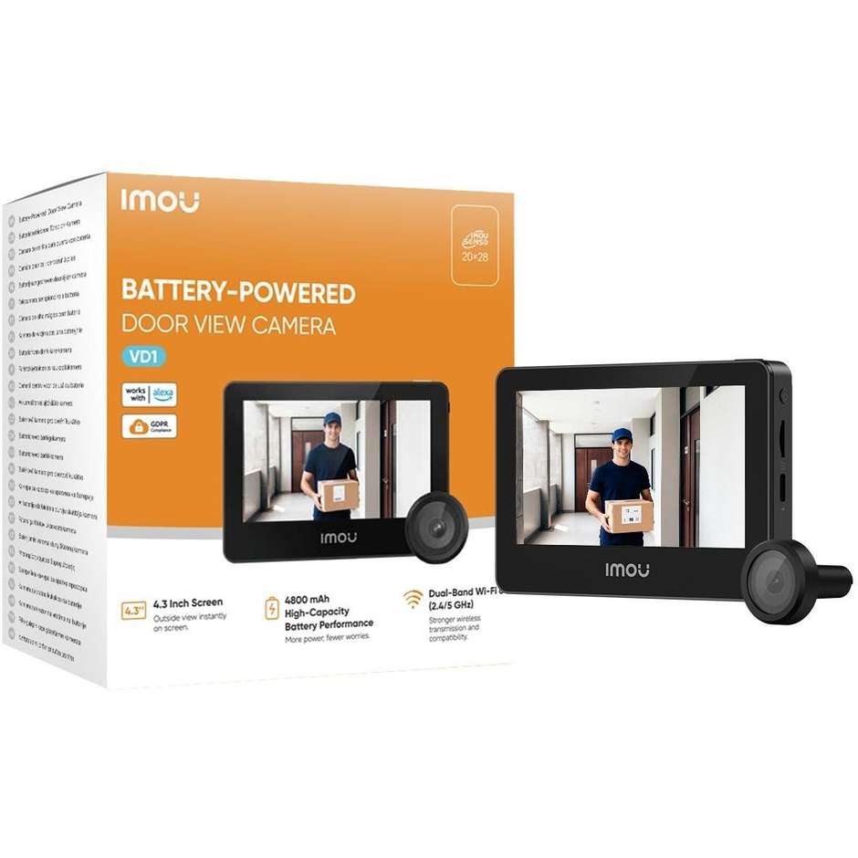 Imou VD1-5M0S spioncino smart digitale Wi-Fi 5MP nero con display 4,3"