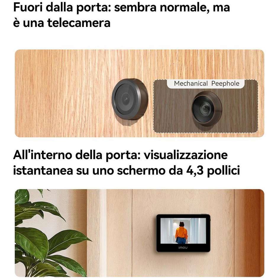 Imou VD1-5M0S spioncino smart digitale Wi-Fi 5MP nero con display 4,3"