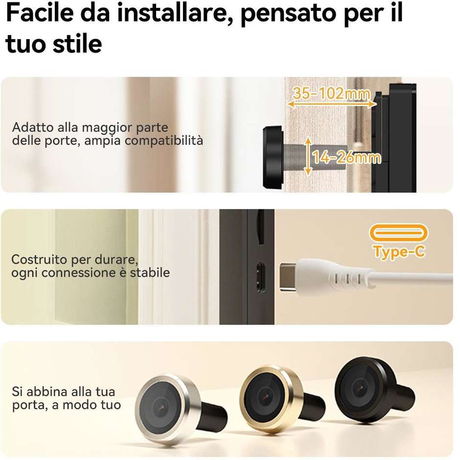 Imou VD1-5M0S spioncino smart digitale Wi-Fi 5MP nero con display 4,3"