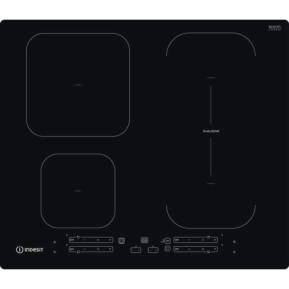 Indesit IB 65B60 NE Piano Cottura a Induzione da Incasso 59 cm 4 Zone Nero