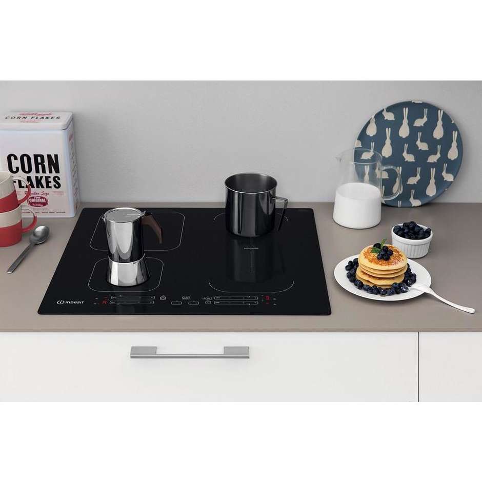 Indesit IB 65B60 NE Piano Cottura a Induzione da Incasso 59 cm 4 Zone Nero