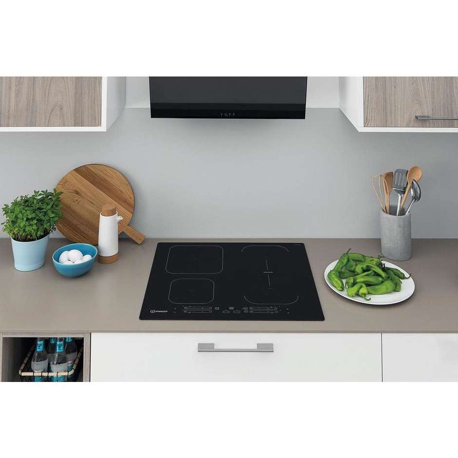 Indesit IB 65B60 NE Piano Cottura a Induzione da Incasso 59 cm 4 Zone Nero