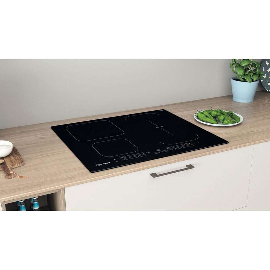 Indesit IB 65B60 NE Piano Cottura a Induzione da Incasso 59 cm 4 Zone Nero