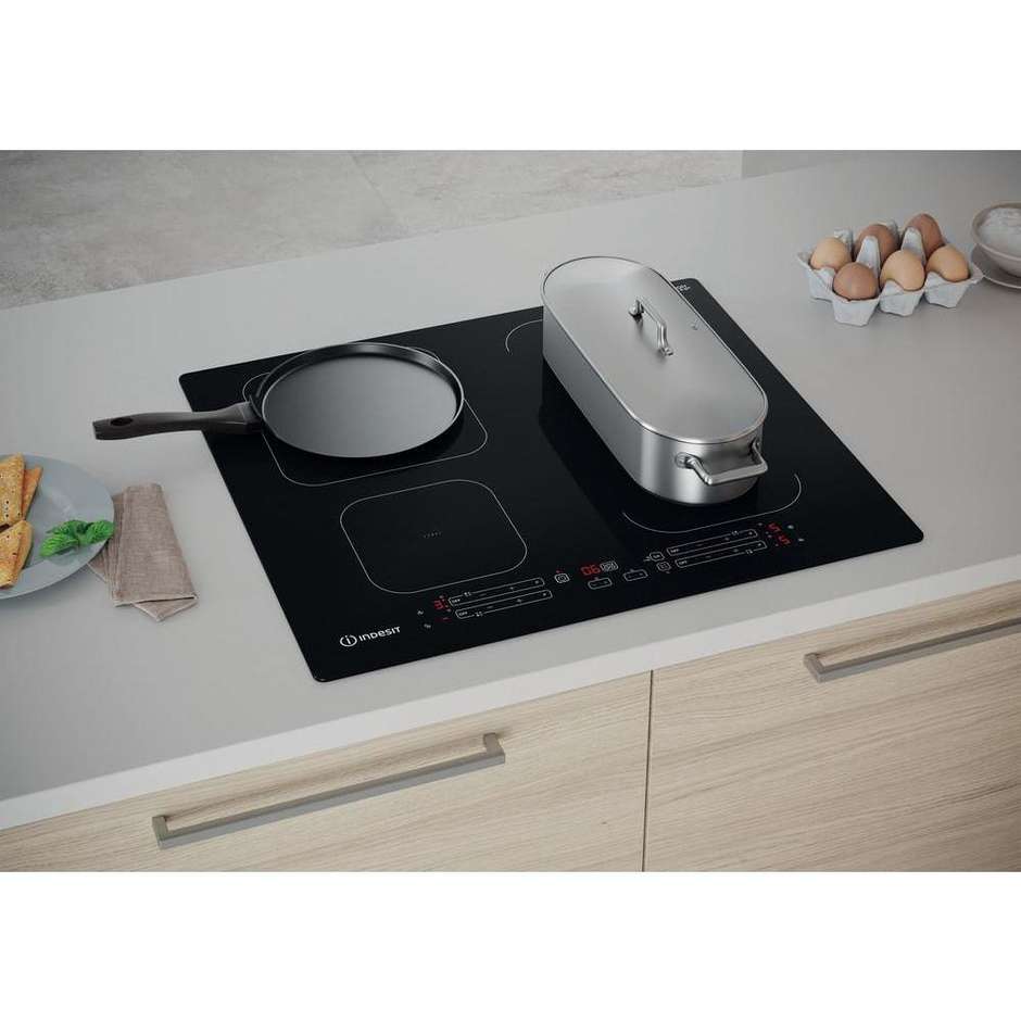 Indesit IB 65B60 NE Piano Cottura a Induzione da Incasso 59 cm 4 Zone Nero