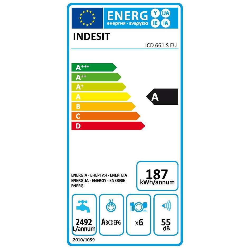 Indesit ICD 661 S EU lavastoviglie compatta 6 coperti 7 programmi classe A colore argento