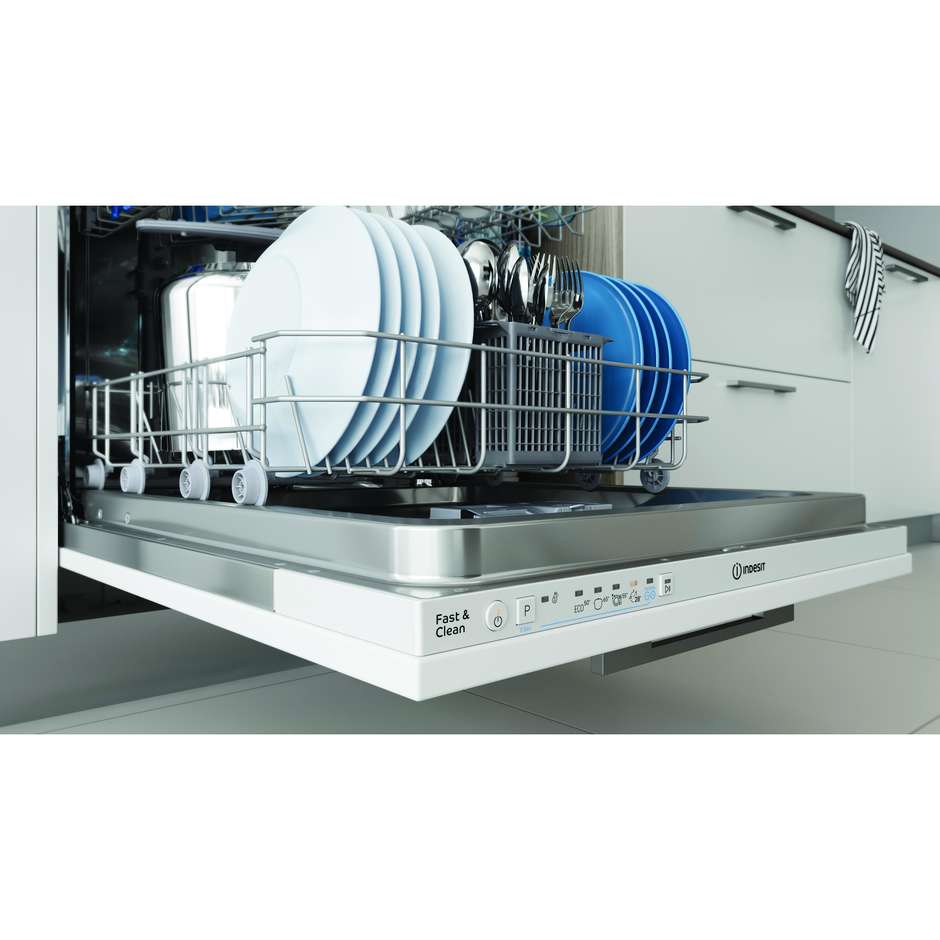 INDESIT IN2IE14CNP80 Lavastoviglie da Incasso a Scomparsa Totale 60 cm Standard 14 Coperti 5 Programmi Classe E 49 dB Cestelli Modulari