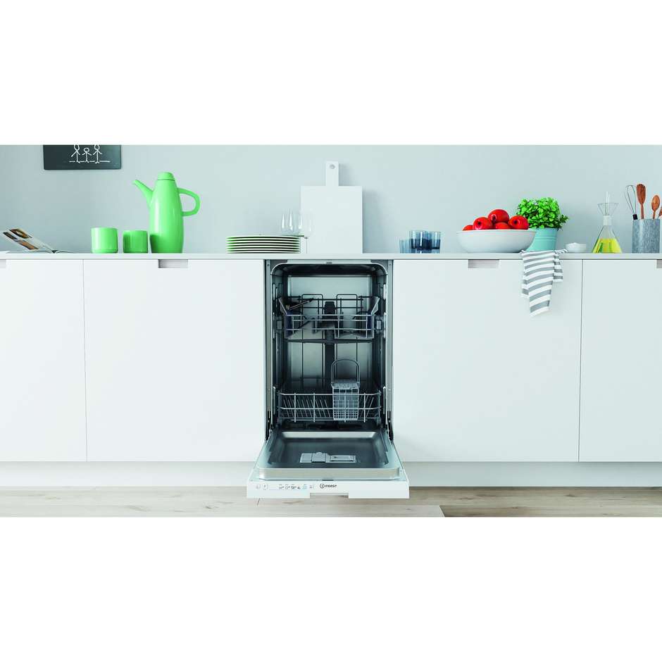 INDESIT IN2IKE107 Lavastoviglie da Incasso a Scomparsa Totale 45 cm Slim 10 Coperti 5 Programmi Classe E 47 dB Cestelli Modulari