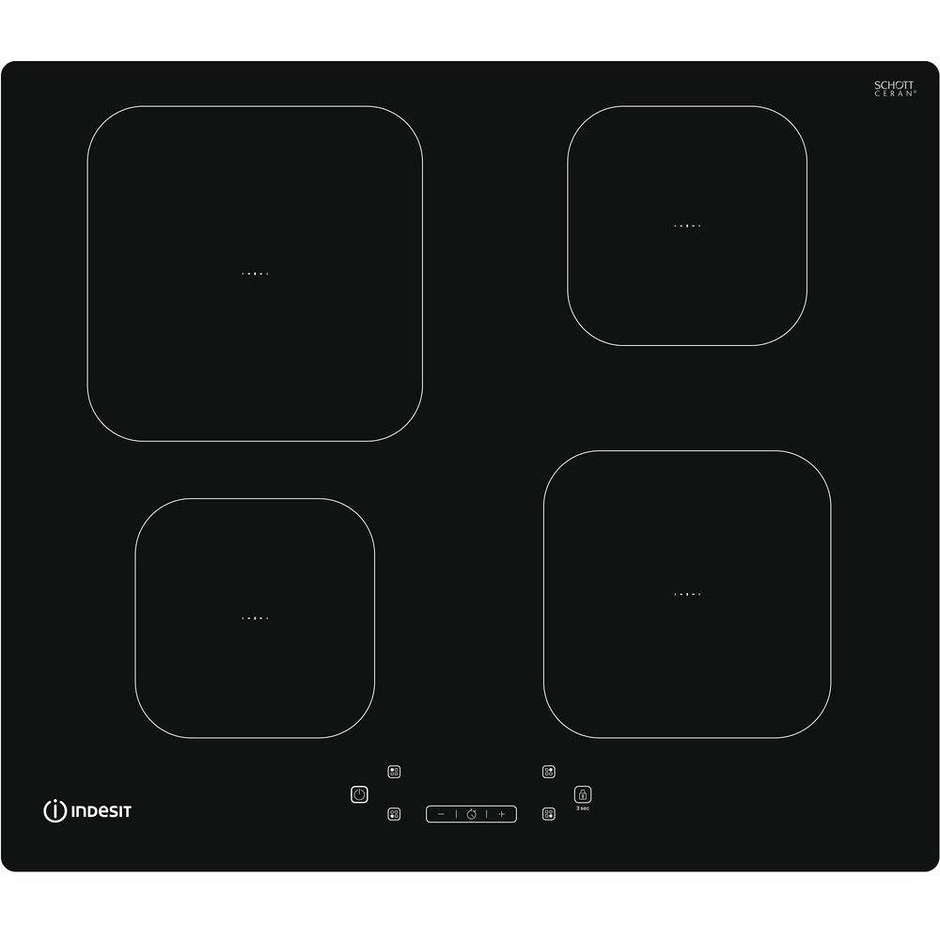 INDESIT IS 83Q60 NE Piano Cottura a Induzione 60 cm 4 Zone Touch Control Nero